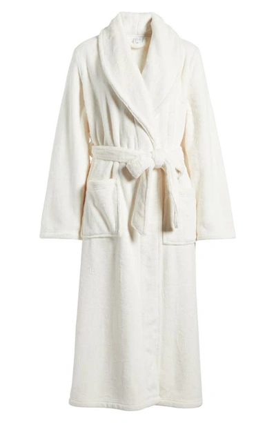 Shop Nordstrom Shawl Collar Plush Longline Robe In Ivory Egret