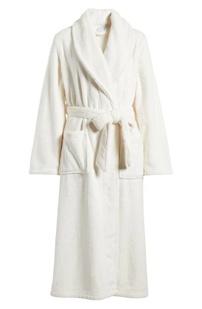 Nordstrom Shawl Collar Plush Longline Robe In Ivory Egret