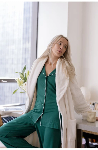 Nordstrom Shawl Collar Plush Longline Robe In Ivory Egret