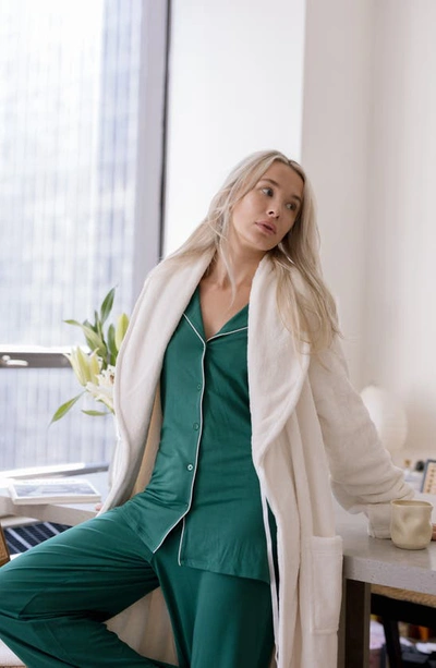 Nordstrom Shawl Collar Plush Longline Robe In Ivory Egret