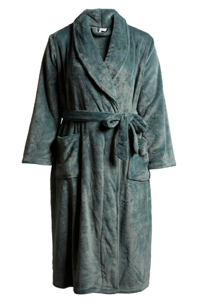Shop Nordstrom Shawl Collar Plush Robe In Green Balsam