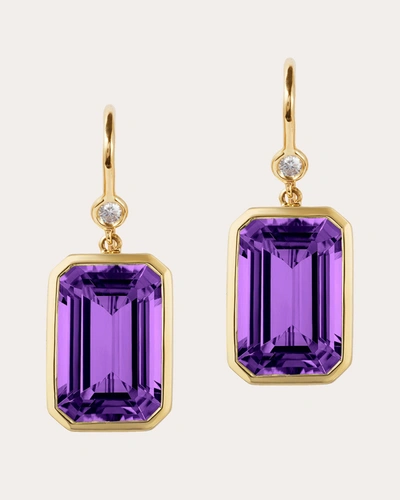 Shop Goshwara Women's Diamond & Amethyst Emerald-cut Drop Earrings In Purple