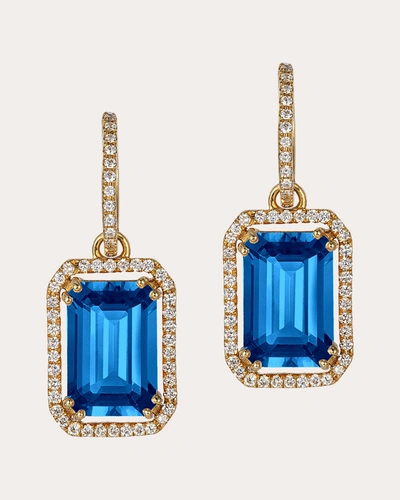 Shop Goshwara Women's Diamond & London Blue Topaz Emerald-cut Hoop Earrings