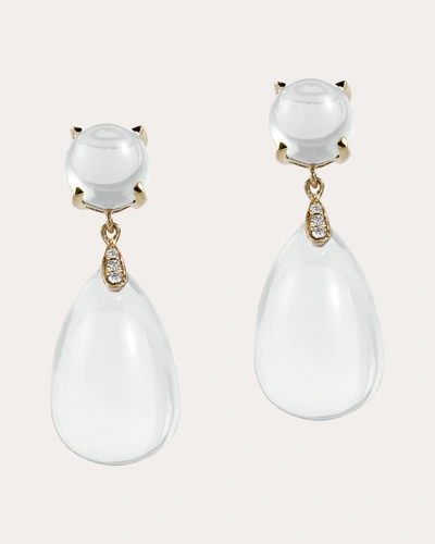 Shop Goshwara Women's Diamond & Moon Quartz Cabochon Drop Earrings In White