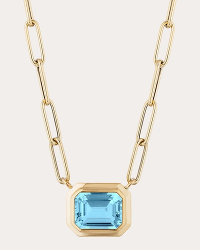 Shop Goshwara Women's Blue Topaz Emerald-cut Bezel Pendant Necklace