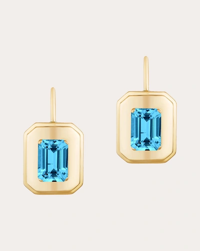 Goshwara Queen Emerald Cut Lever-back Earrings In Blue