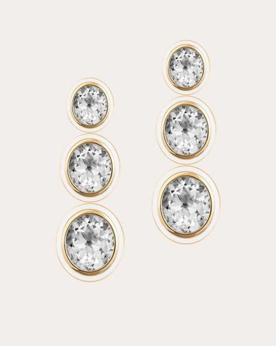 Goshwara Women's Mélange 18k Yellow Gold, Rock Crystal & White Agate Triple Drop Earrings In White