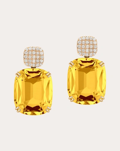 Shop Goshwara Women's Diamond & Citrine Cushion Drop Earrings In Yellow