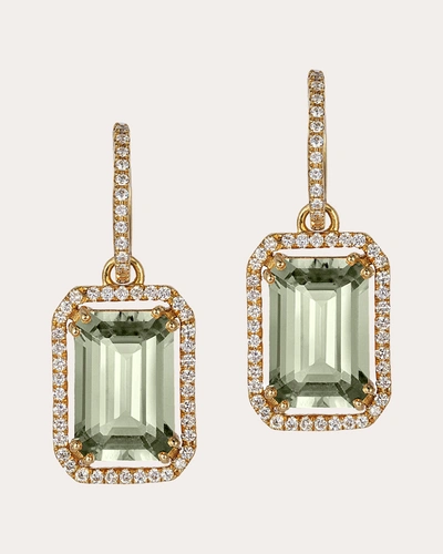 Shop Goshwara Women's Diamond & Prasiolite Emerald-cut Hoop Earrings In Green