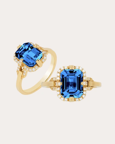 Shop Goshwara Women's Diamond & London Blue Topaz Emerald-cut Ring