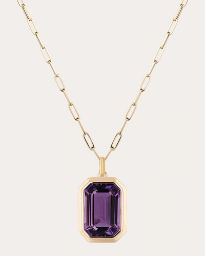 Shop Goshwara Women's Amethyst Emerald-cut Bezel Pendant Necklace In Purple