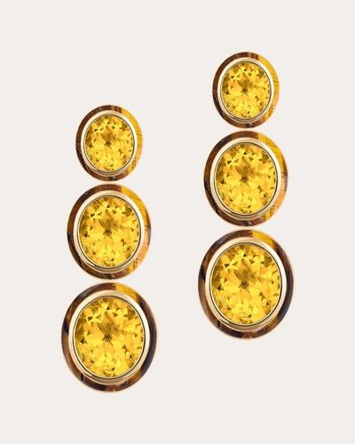 Shop Goshwara Women's Citrine & Tiger's Eye Triple-tier Drop Earrings In Yellow
