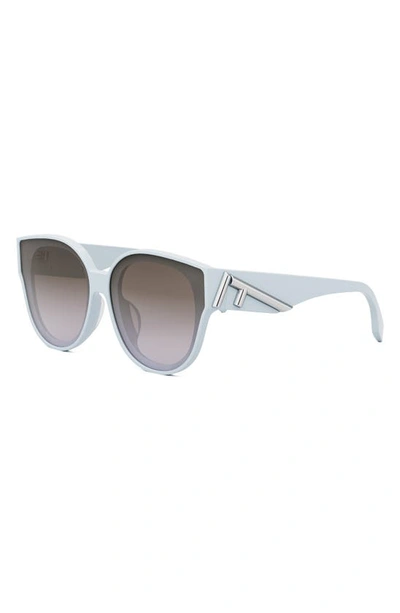 Shop Fendi The  First 63mm Gradient Oversize Round Sunglasses In Shiny Light Blue / Brown