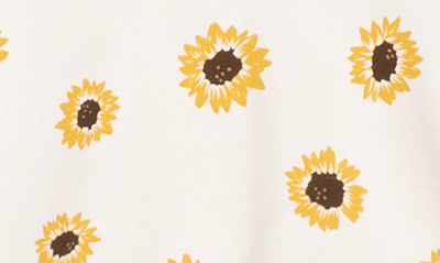 Shop Miles The Label Sunflower Print Long Sleeve Organic Cotton Dress In Beige