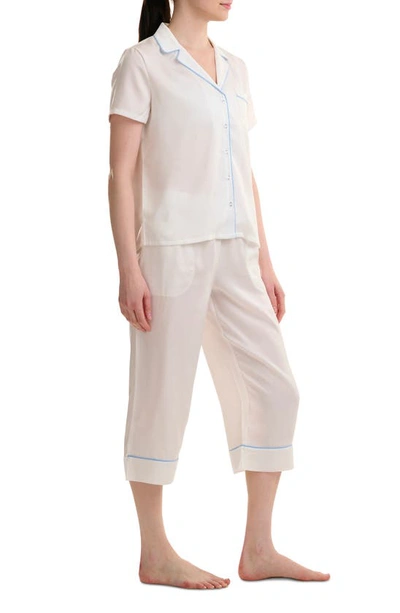 Shop Splendid Satin Crop Pajamas In Bright White