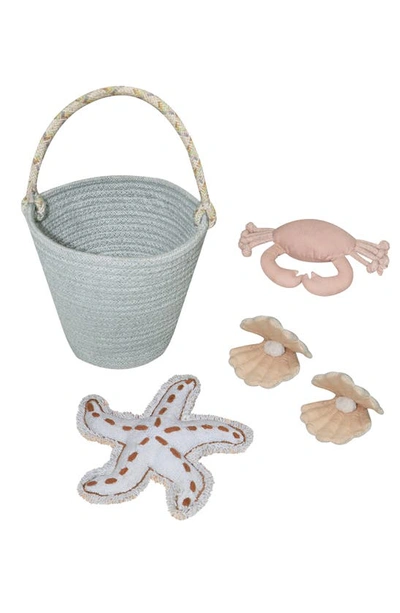 Shop Lorena Canals Island Washable Cotton Rug, Basket & Sea Creature Set<br /> In Natural Blue Sage Rose Vintage