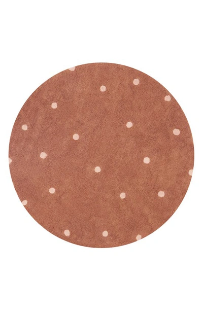 Shop Lorena Canals Kids' Wasahable Round Dot Play Rug In Chestnut Rose