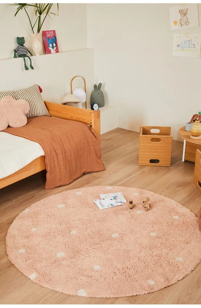 Lorena Canals Kids' Wasahable Round Dot Play Rug In Rose Natural