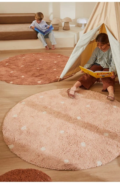 Lorena Canals Washable Rug Round Dot Rug In Chestnut Rose