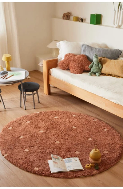 Lorena Canals Washable Rug Round Dot Rug In Chestnut Rose
