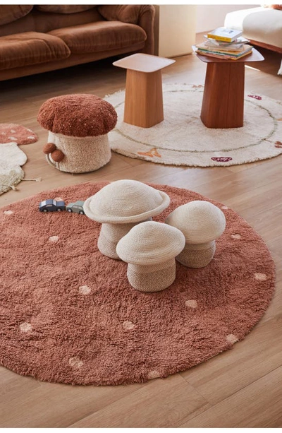 Shop Lorena Canals Kids' Wasahable Round Dot Play Rug In Chestnut Rose