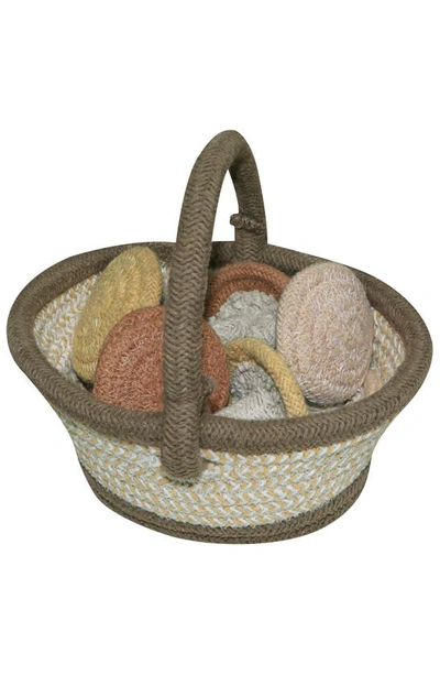 Shop Lorena Canals Mushroom Washable Cotton Play Rug, Basket & Chanterelles Set In Olive Honey Chestnut Natural