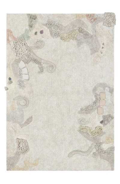 Shop Lorena Canals Seabed Washable Cotton Rug & Ocean Creature Set In Natural Honey Olive Vanilla