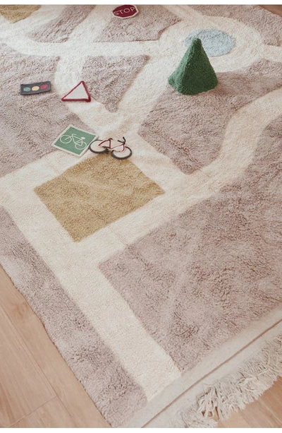 Shop Lorena Canals Kids' Wasahable Ecocity Play Rug In Stone Beige Natural Aqua