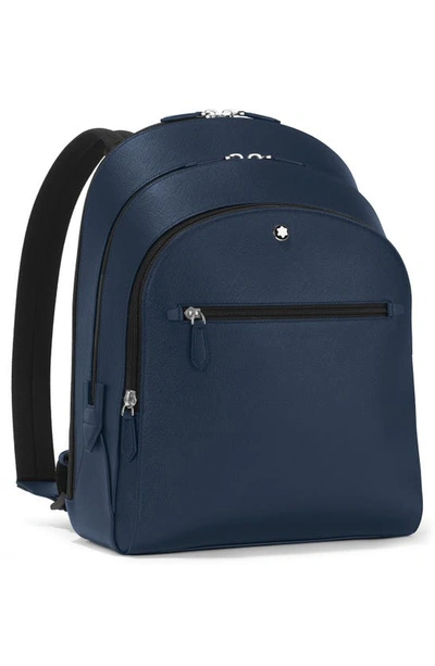 Shop Montblanc Medium Sartorial Leather Backpack In Ink Blue