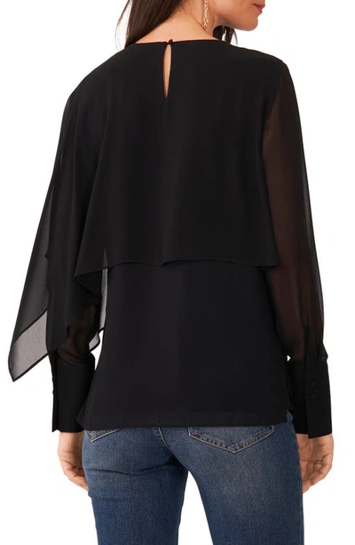 Shop Vince Camuto Tiered Drape Long Sleeve Blouse In Rich Black