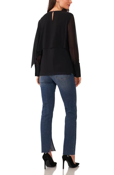 Shop Vince Camuto Tiered Drape Long Sleeve Blouse In Rich Black