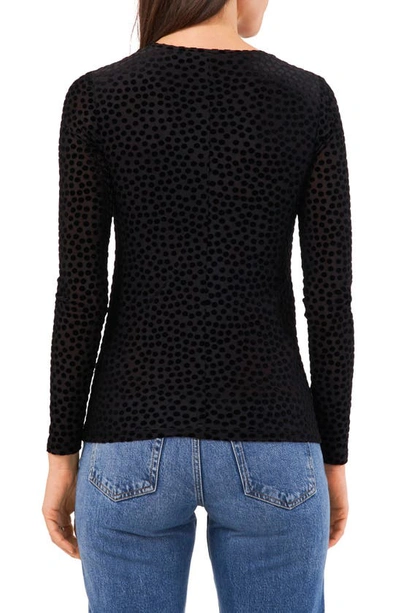 Shop Vince Camuto Velvet Burnout Crewneck Top In Rich Black