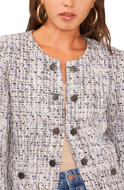 Shop Vince Camuto Double Breasted Crop Tweed Jacket In Alloy