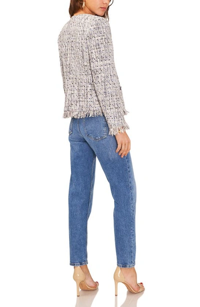Shop Vince Camuto Double Breasted Crop Tweed Jacket In Alloy