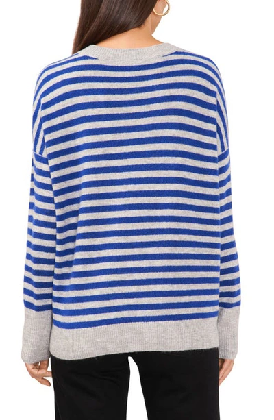 Shop Vince Camuto Stripe Crewneck Sweater In Light Hthr Grey/ Cobalt Sea
