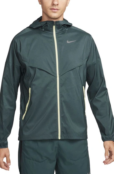 Shop Nike Windrunner Track Jacket In Deep Jungle/ Luminous Green