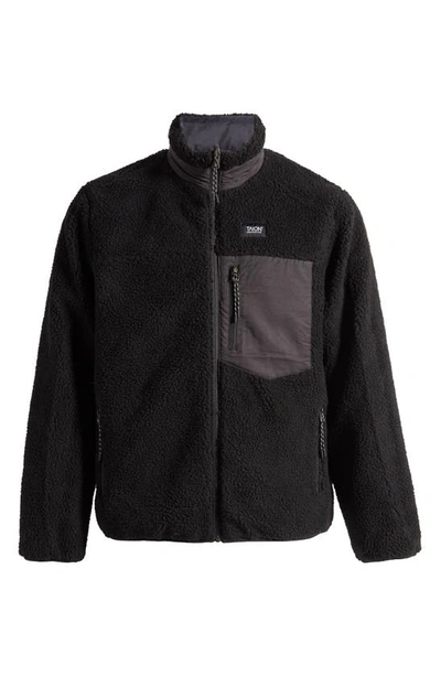 Taion Reversible Fleece Down Jacket In Black/black