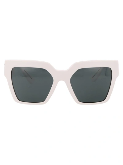 Versace Logo-embossed Square-frame Sunglasses In 314/87 White