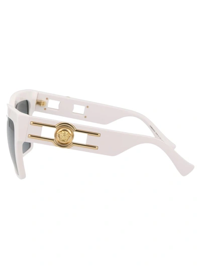 Versace Logo-embossed Square-frame Sunglasses In 314/87 White