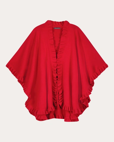 Shop Sofia Cashmere Women's Volant Knit Cashmere Cape In Red