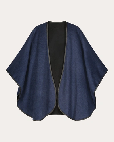 Shop Sofia Cashmere Women's Roma Cashmere Reversible Cape In Blue/black