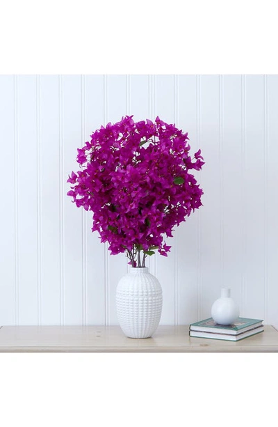 Shop Nearly Natural Purple Bougainvillea Artificial Potted Plant In Pink