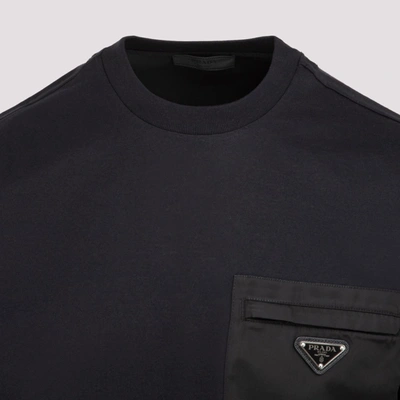Prada Re-nylon And Jersey T-shirt In F Nero | ModeSens