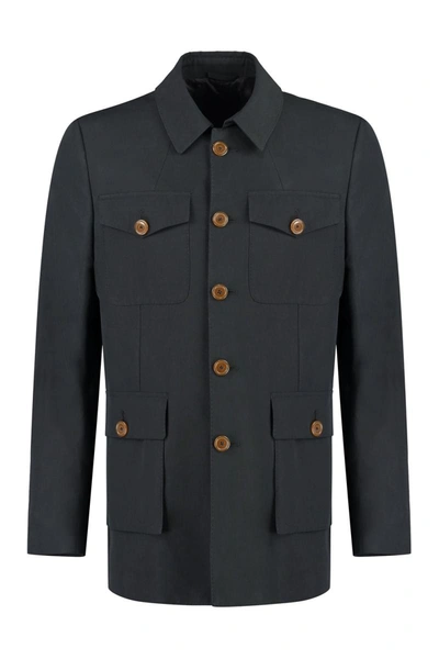 Shop Vivienne Westwood Button-front Cotton Jacket In Black