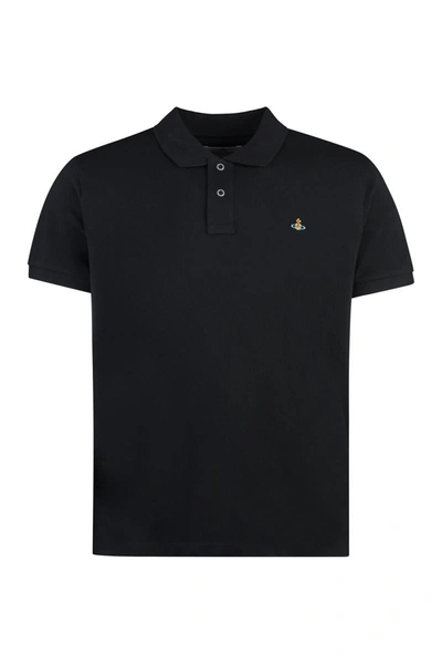 Shop Vivienne Westwood Cotton-piqué Polo Shirt In Black