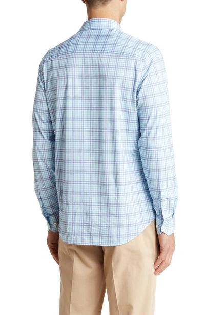 Shop Bugatchi Plaid Stretch Cotton Button-up Shirt In Turquoise