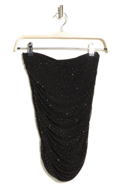 Shop Afrm Desani Rhinestone Dotted Ruched Miniskirt In Noir