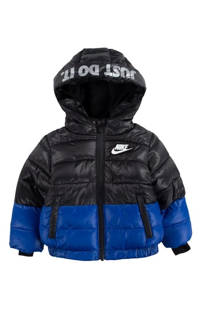 Shop Nike Kids' Colorblock Down Jacket In Dark Smoke