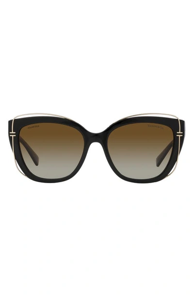 Tiffany & Co 54mm Gradient Polarized Cat Eye Sunglasses In Brown Gradient
