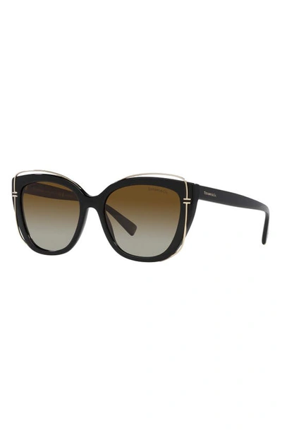 Tiffany & Co 54mm Gradient Polarized Cat Eye Sunglasses In Brown Gradient